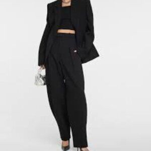 ✅ WARDROBE.NYC x Hailey Bieber HB wide-leg wool pants BLACK SIZE SMALL